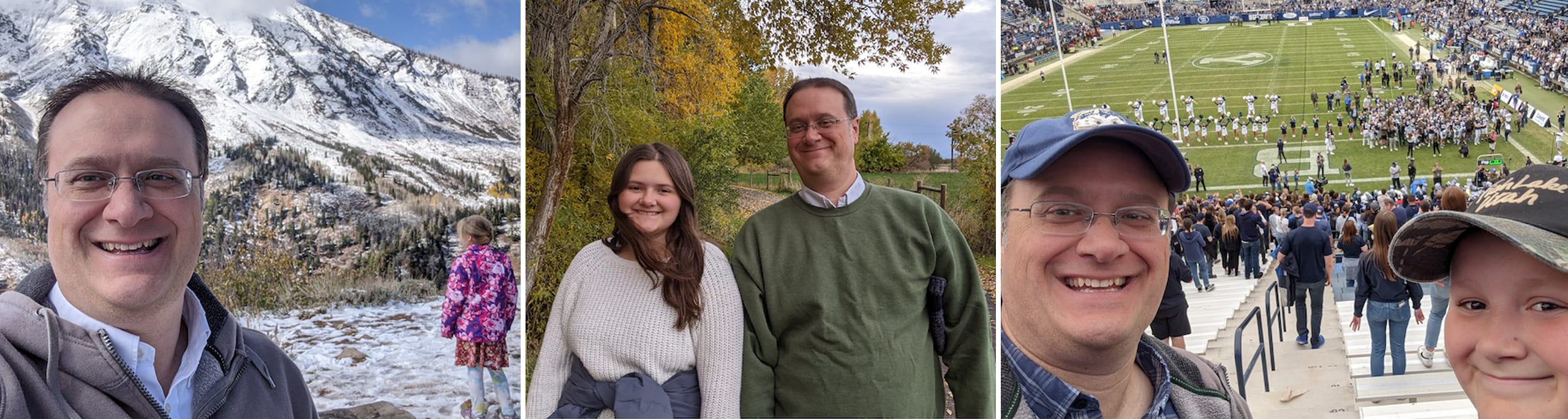 Four photographs of Ken Prigmore with his family